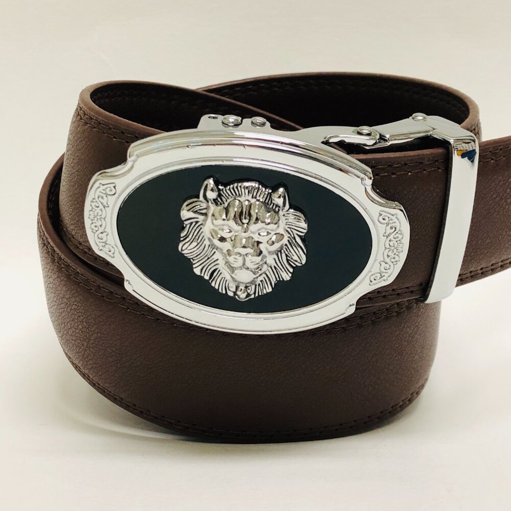 Dark Coffee Belt‎ Automatic Buckle Slide Belts Strep Leather Fit All Unisex New